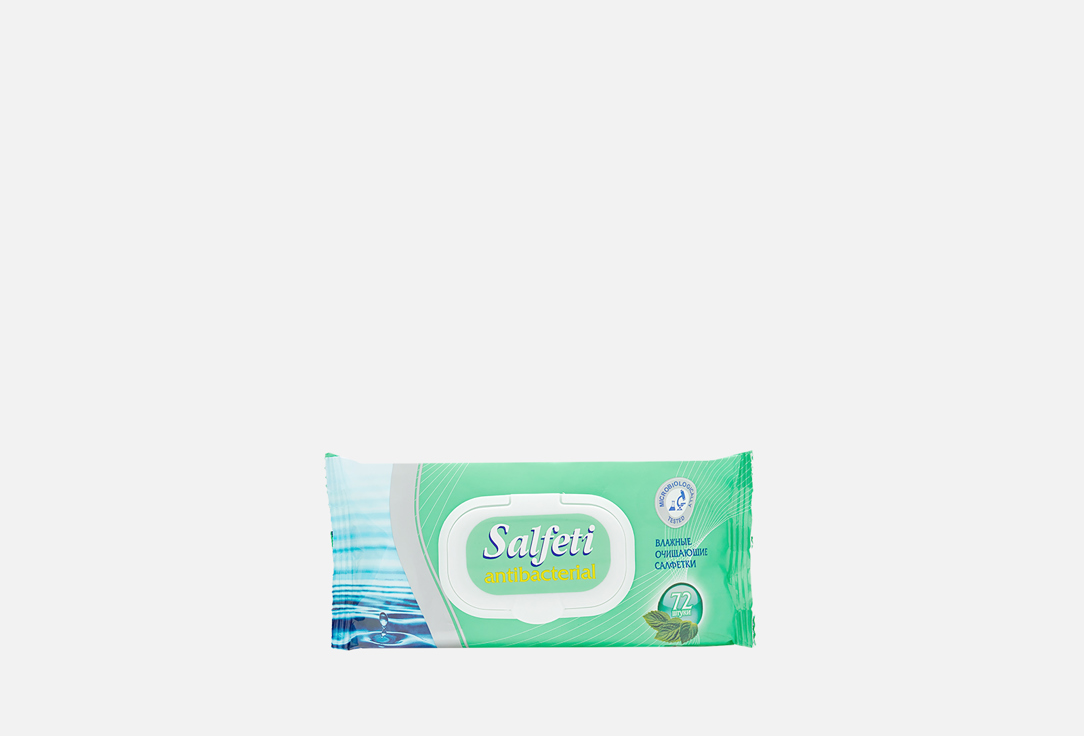 Антибактериальные влажные салфетки SALFETI Antibac 72 шт