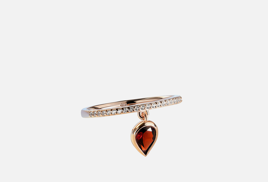 Изображение товара Кольцо-дорожка серебряное SECRETS jewelry с каплей граната в позолоте