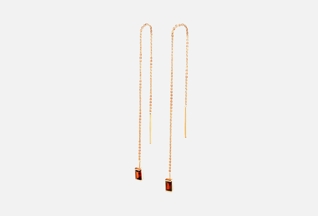 Изображение товара Серьги-протяжки серебряные с гранатами в позолоте для женщин