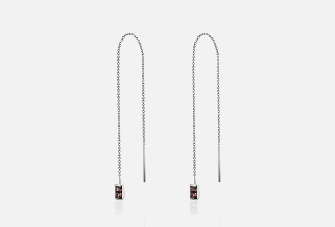 Изображение товара Серьги-протяжки серебряные SECRETS jewelry с дымчатыми топазами