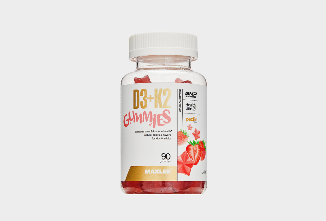 D3+K2 Gummies, Клубника 90 шт
