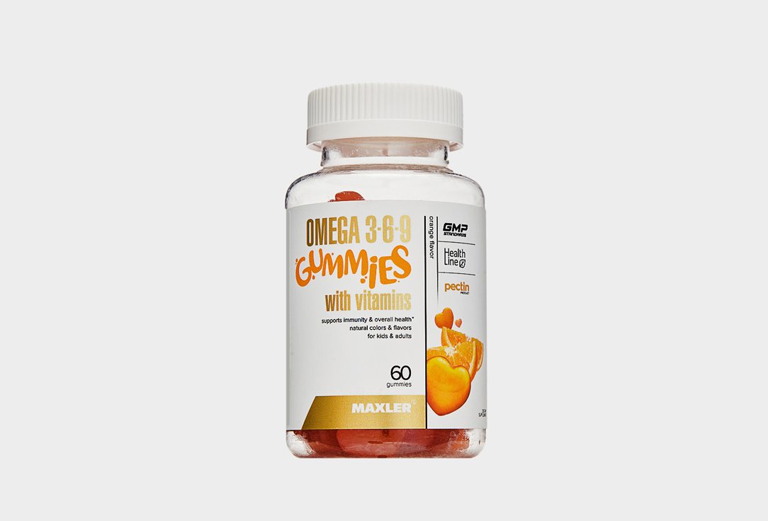 Комплекс витаминов для поддержки сердечно-сосудистой системы MAXLER Omega 3-6-9 Gummies, Апельсин 