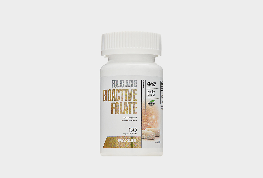 Комплекс витаминов и минералов для улучшения памяти и внимания MAXLER Folic Acid Bioactive Folate 5-MTHF, в капсулах 120 шт