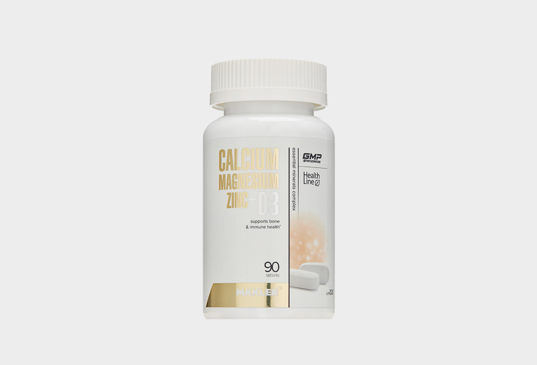 Комплекс витаминов для поддержки опорно-двигательного аппарата MAXLER Calcium Magnesium Zinc+D3, в таблетках 90 шт бад для укрепления костной ткани over кальций д3 в капсулах 100 шт
