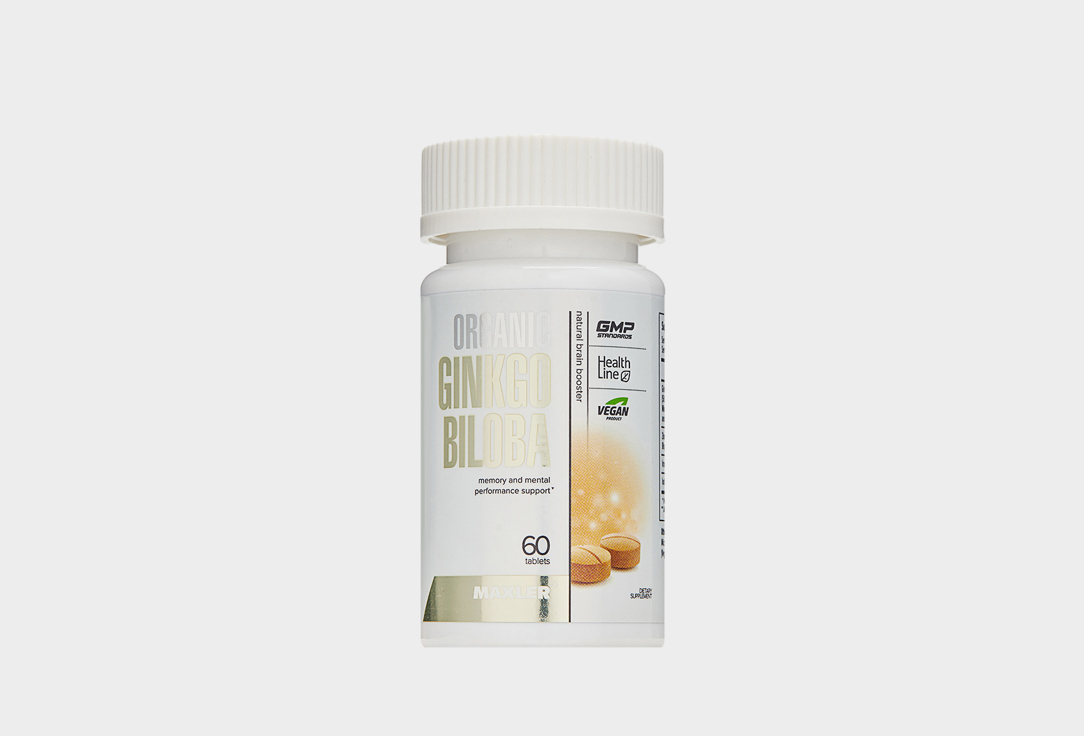 Комплекс витаминов и минералов для улучшения памяти и внимания MAXLER Ginkgo Biloba Organic, в таблетках 