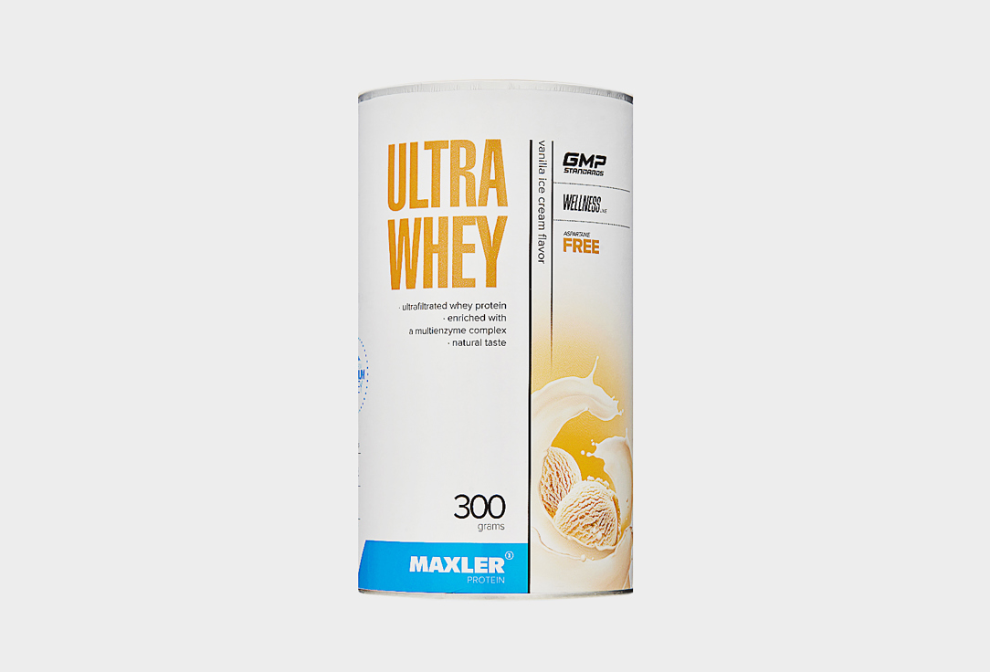 Изображение товара Протеин MAXLER Ultra Whey, концентрат сывороточного протеина, изолят сывороточного протеина, Ванильное мороженое