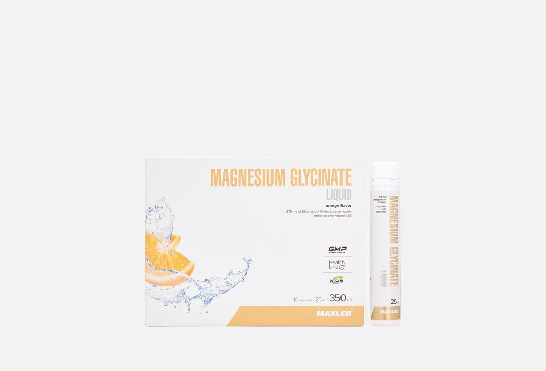 

Комплекс витаминов и минералов для поддержки сердечно-сосудистой системы MAXLER, Magnesium Glycinate Liquid, Апельсин 14 шт