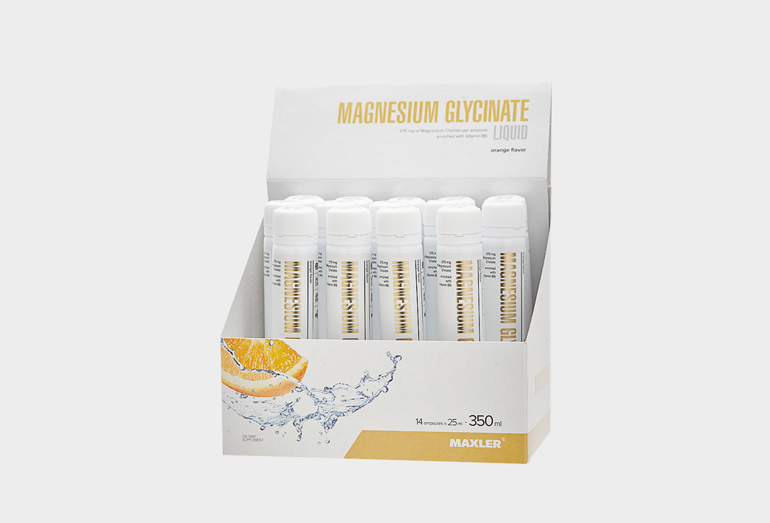 Комплекс витаминов и минералов для поддержки сердечно-сосудистой системы MAXLER Magnesium Glycinate Liquid, Апельсин 