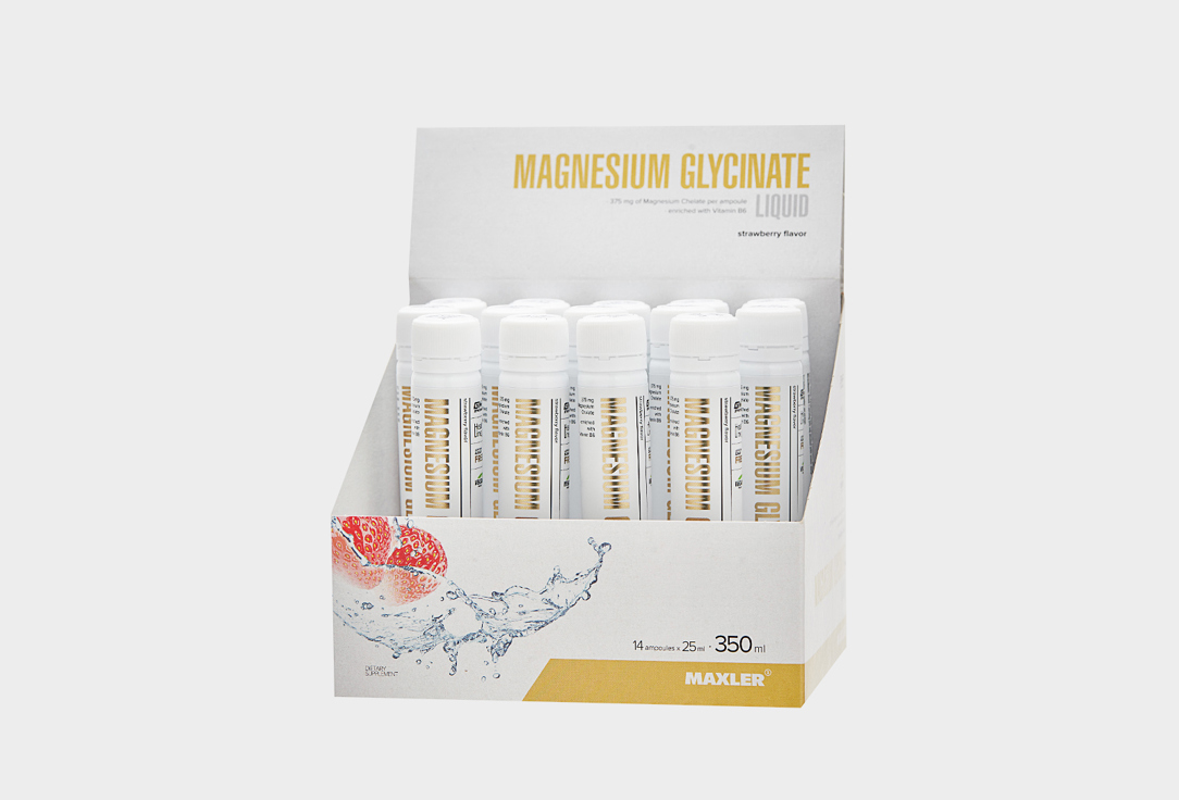 Комплекс витаминов и минералов для поддержки сердечно-сосудистой системы MAXLER Magnesium Glycinate Liquid, Клубника 14 шт maxler micellar casein 450 гр клубника