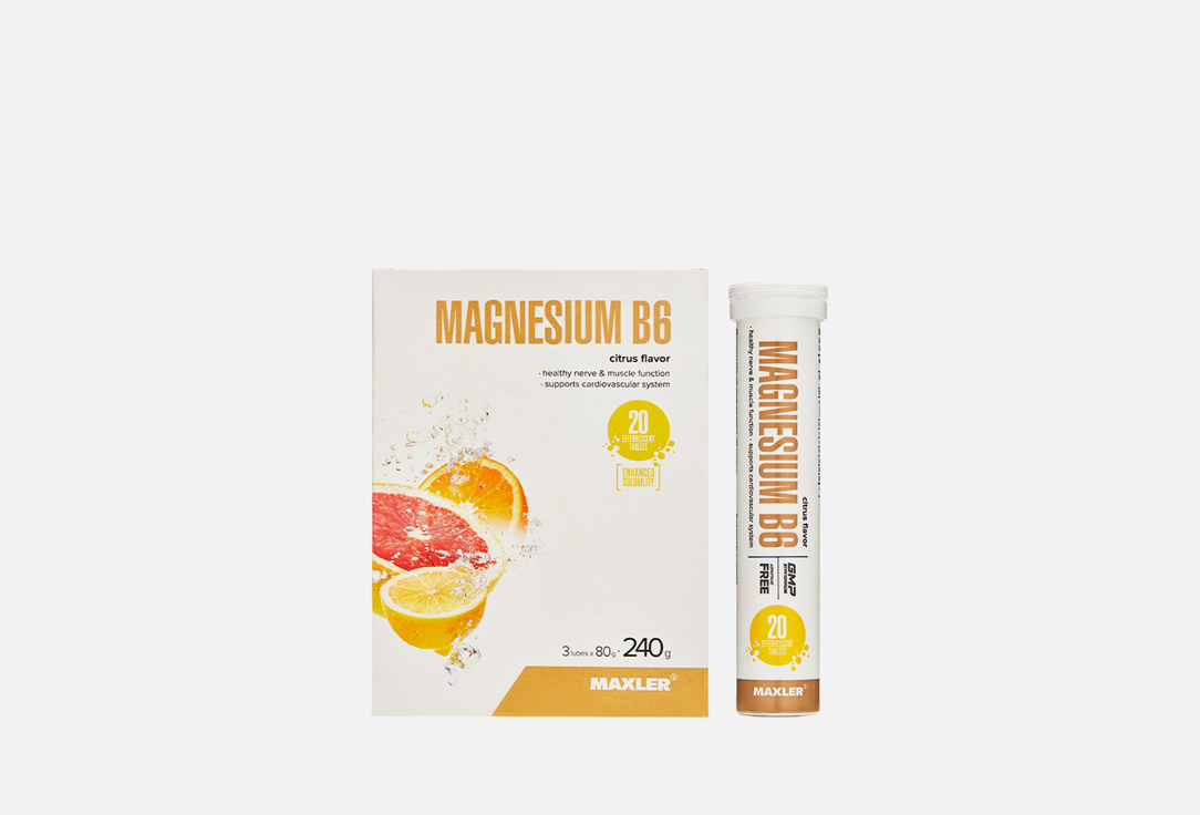 цена Комплекс витаминов для поддержки сердечно-сосудистой системы MAXLER Magnesium B6, в шипучих таблетках 3 шт
