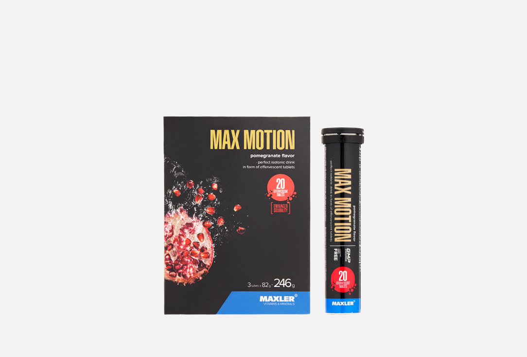 Изотоник MAXLER Max Motion, Витамин С, Витамин E, гранат, в шипучих таблетках 3 шт изотоник maxler max motion витамин с витамин e абрикос в шипучих таблетках 3 шт