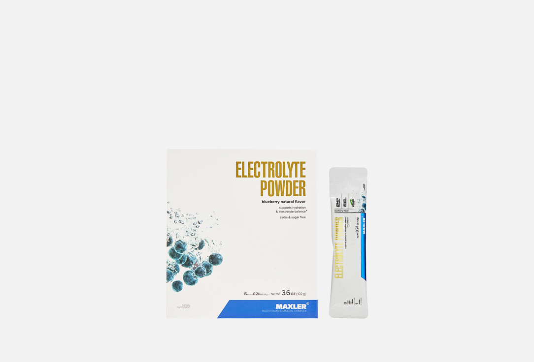 Изображение товара Электролиты MAXLER Electrolyte Powder, Кальций, Магний, Черника, в саше