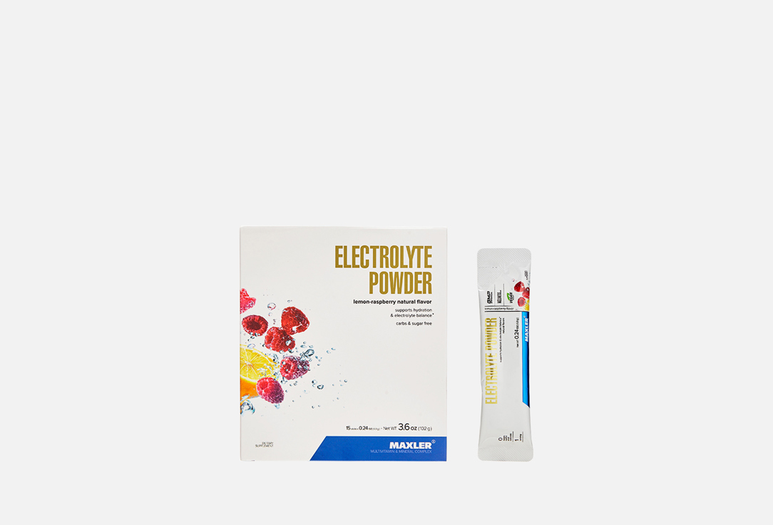 Изображение товара Электролиты MAXLER Electrolyte Powder, Кальций, Магний, Лимон и малина, в саше