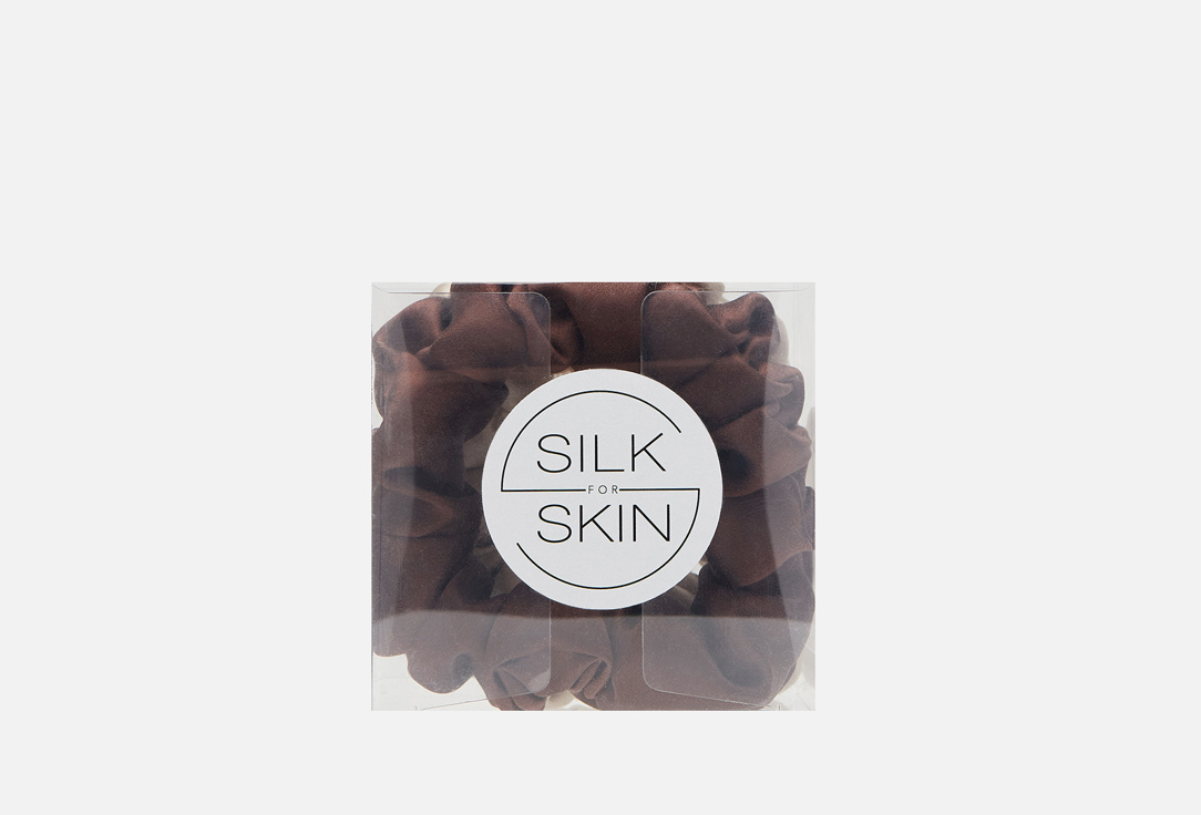 Набор шелковых резинок для волос SILK FOR SKIN Brown and beige 2 шт набор из трех резинок для волос valdore set of silk hair scrunchier