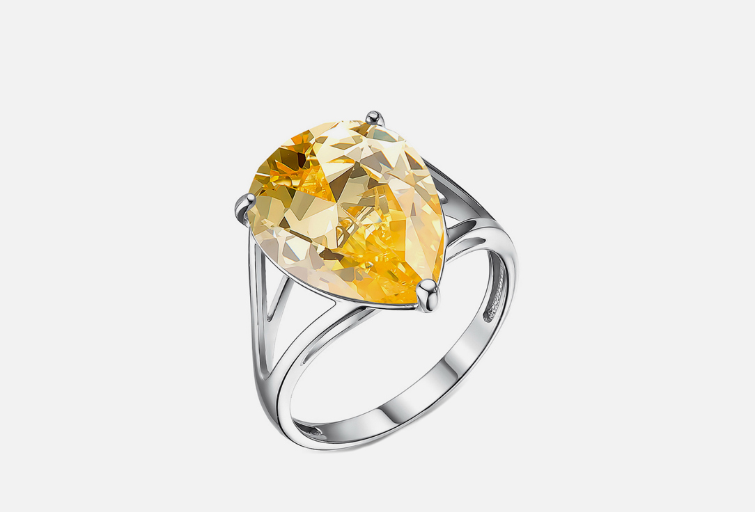 Кольцо серебряное TOSYA С желтым фианитом 17 мл серебряное кольцо с натуральным апатитом коллекция муза покрытие палладий размер 17