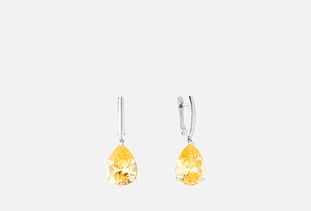 Изображение товара Серьги серебряные Tosya с желтым фианитом