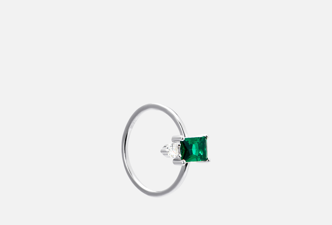 Кольцо серебряное MIE с зеленым фианитом Энергия 