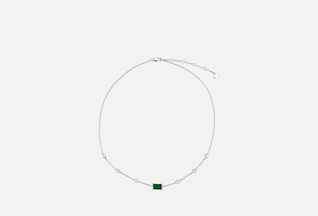 Чокер серебряный MIE Энергия с зелёным фианитом 1 шт кольцо с зелёным фианитом круг в цирконах