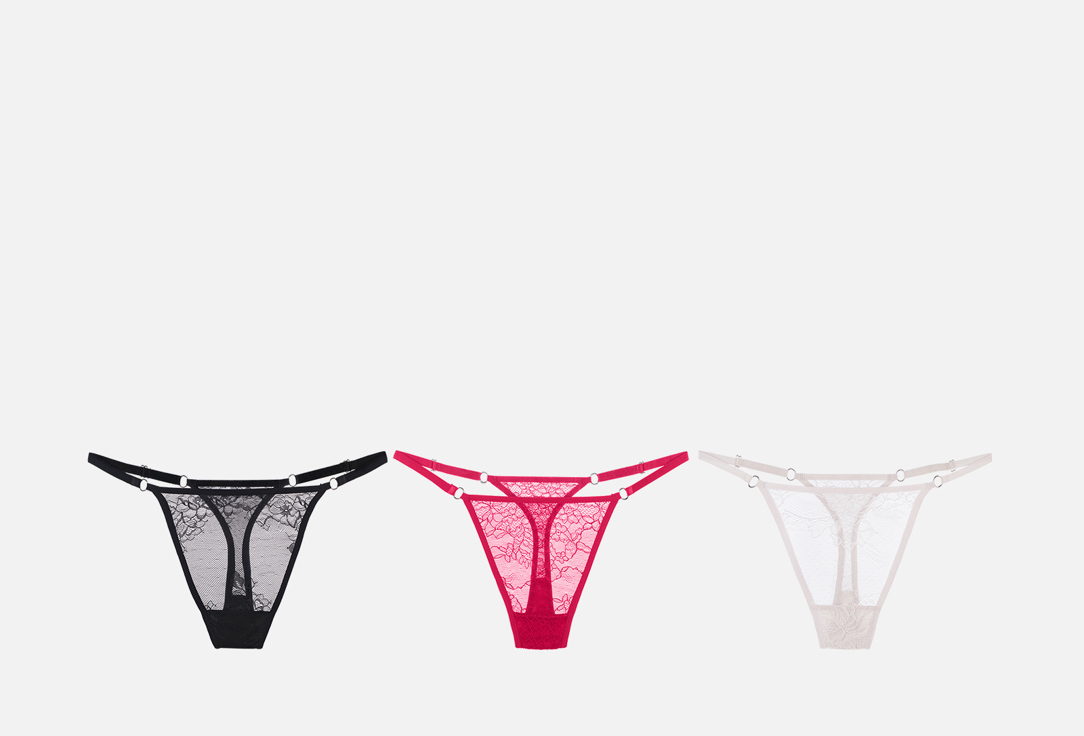Изображение товара Кружевной набор трусов Le Monde Kendall из 3 шт. женские стринги с регулируемыми бретелями