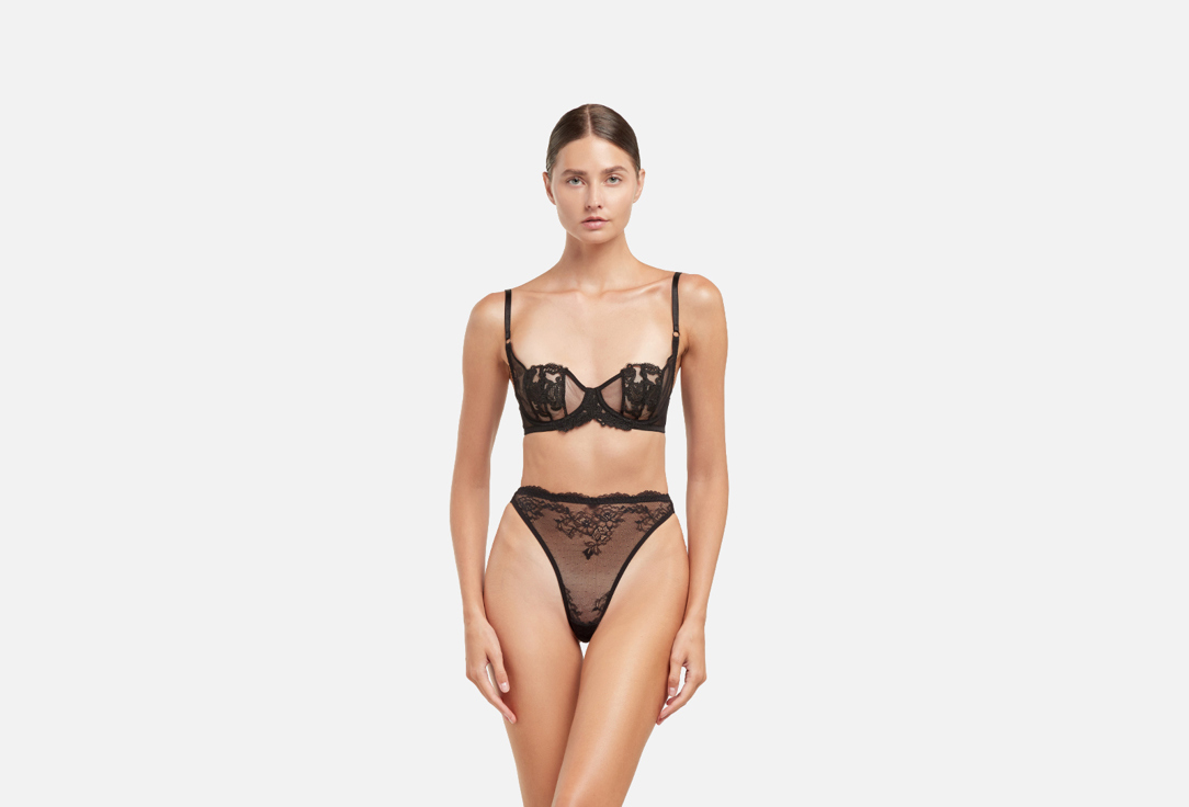 Изображение товара Стринги Le Monde Luna из французского кружева и сеточки высокая посадка