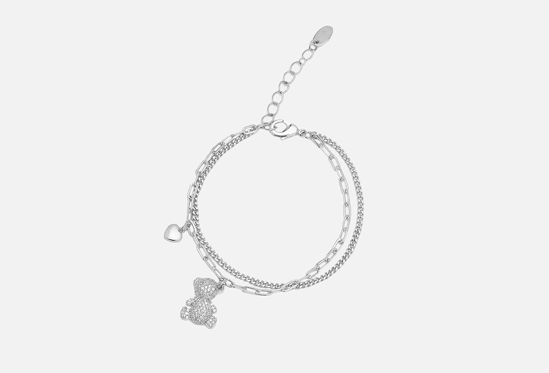 

Двойной браслет ATTRIBUTE SHOP, С мишкой серебристый 1 шт