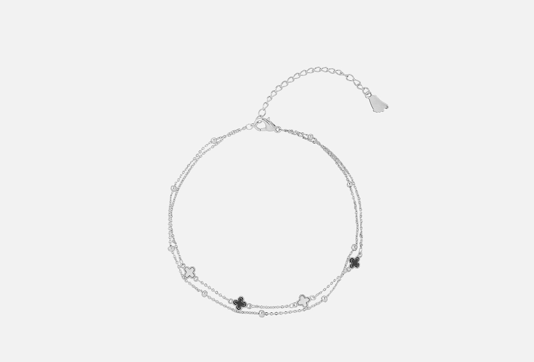 

Браслет на ногу ATTRIBUTE SHOP, С клеверами двойной серебристый 1 шт