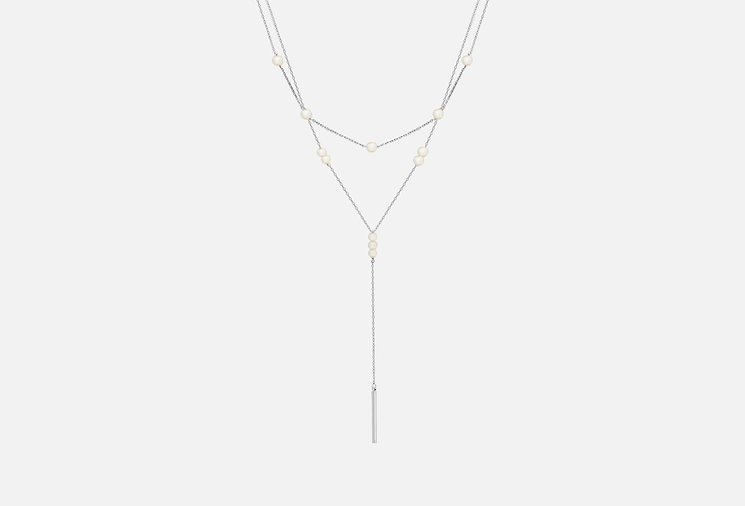 

Двойная цепь ATTRIBUTE SHOP, С жемчугом и галстуком серебристая 1 шт