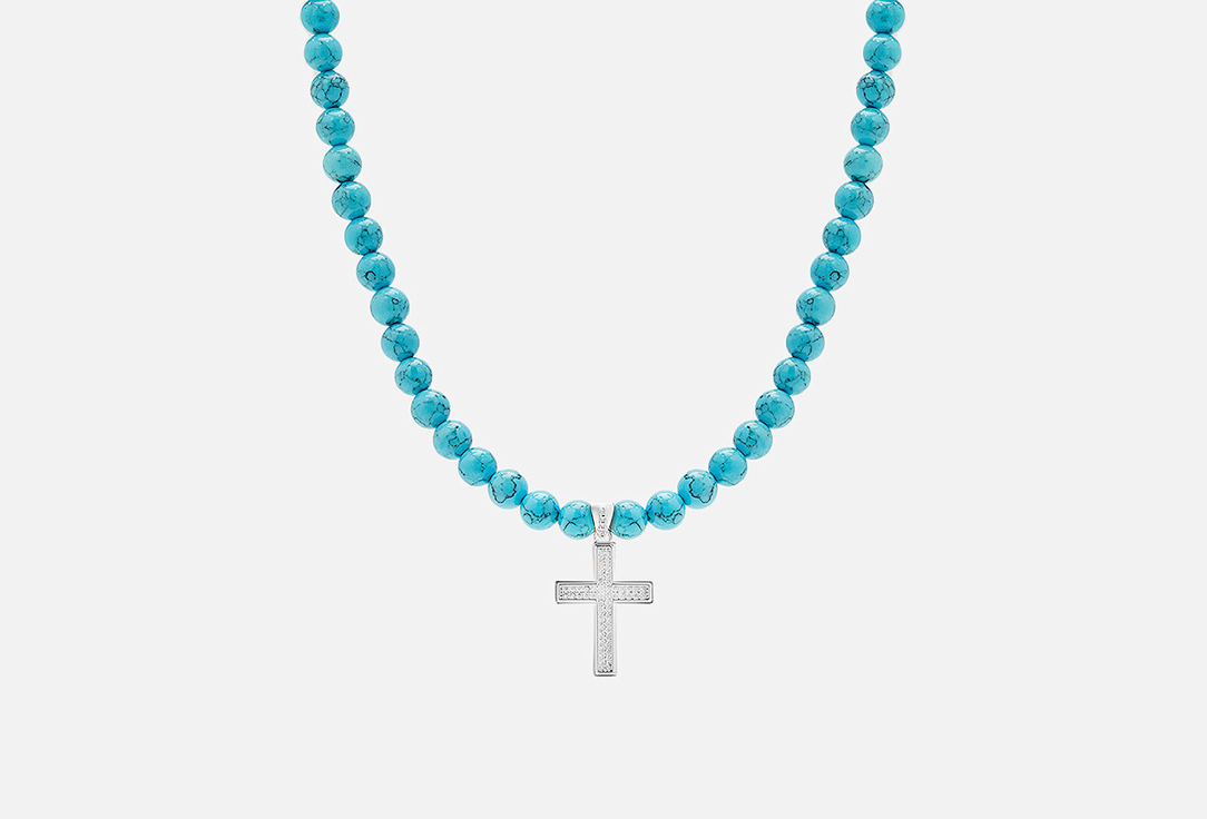 Изображение товара Колье из бирюзы Attribute Shop с серебристым крестом