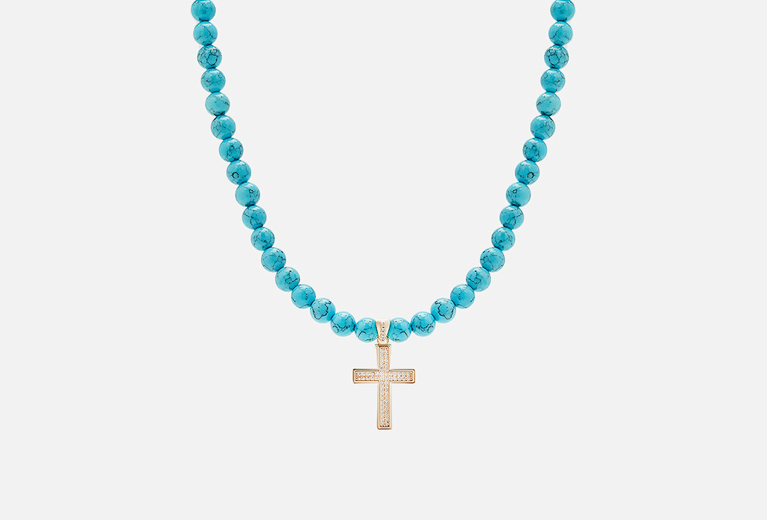 Изображение товара Колье из бирюзы Attribute Shop с золотистым крестом