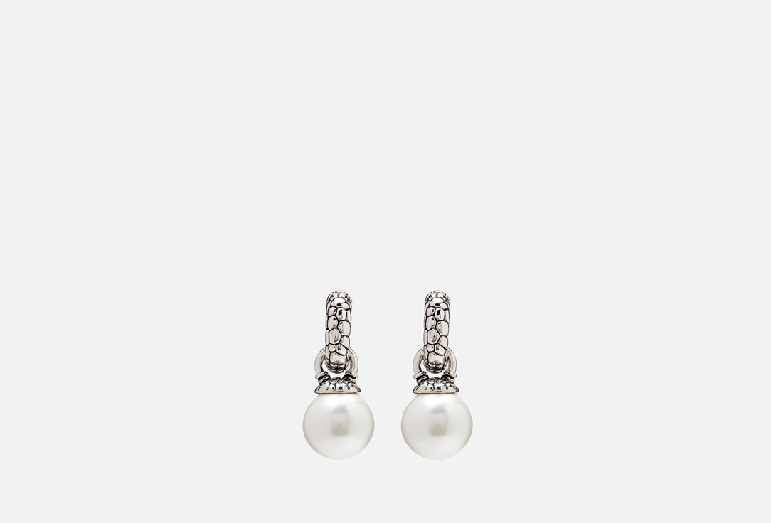 серьги attribute shop silver earrings link 2 шт Серьги ATTRIBUTE SHOP С крупной жемчужиной серебристые 2 шт