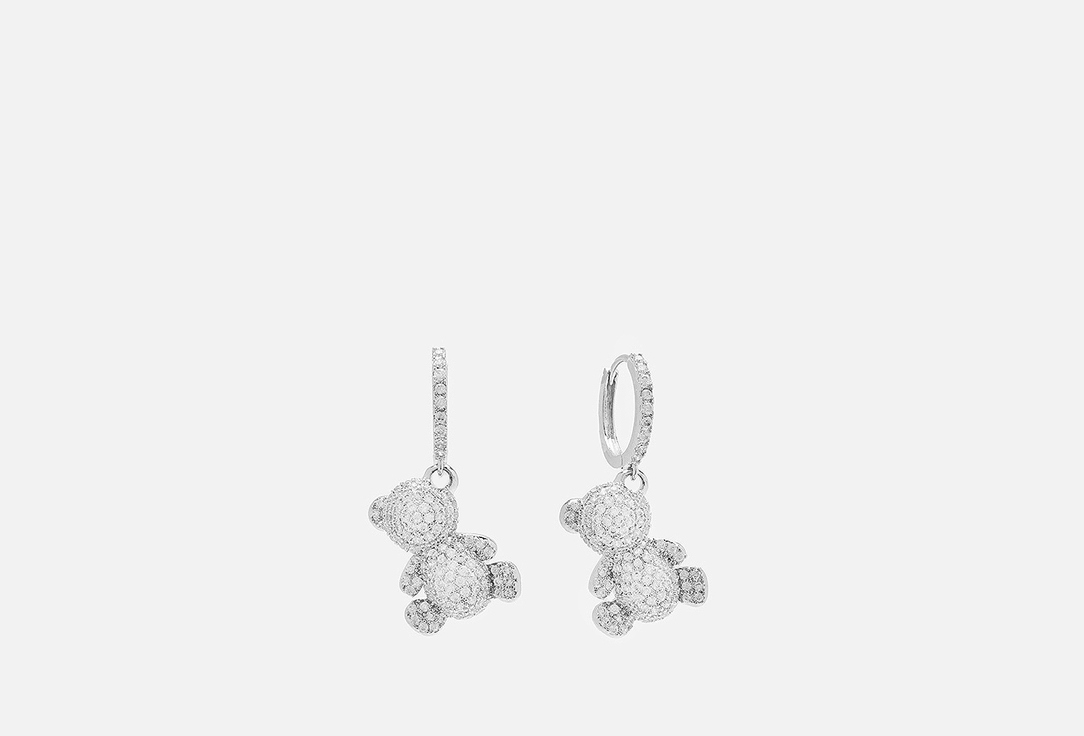 Изображение товара Серебристые серьги Мишки из ювелирного сплава с родиевым покрытием для женщин