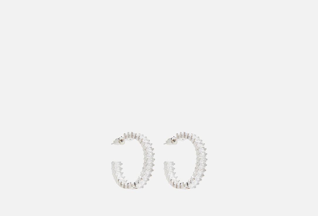 серьги овальные конго с цирконами attribute shop oval earrings 2 шт Серьги-Конго ATTRIBUTE SHOP С белыми цирконами 2 шт