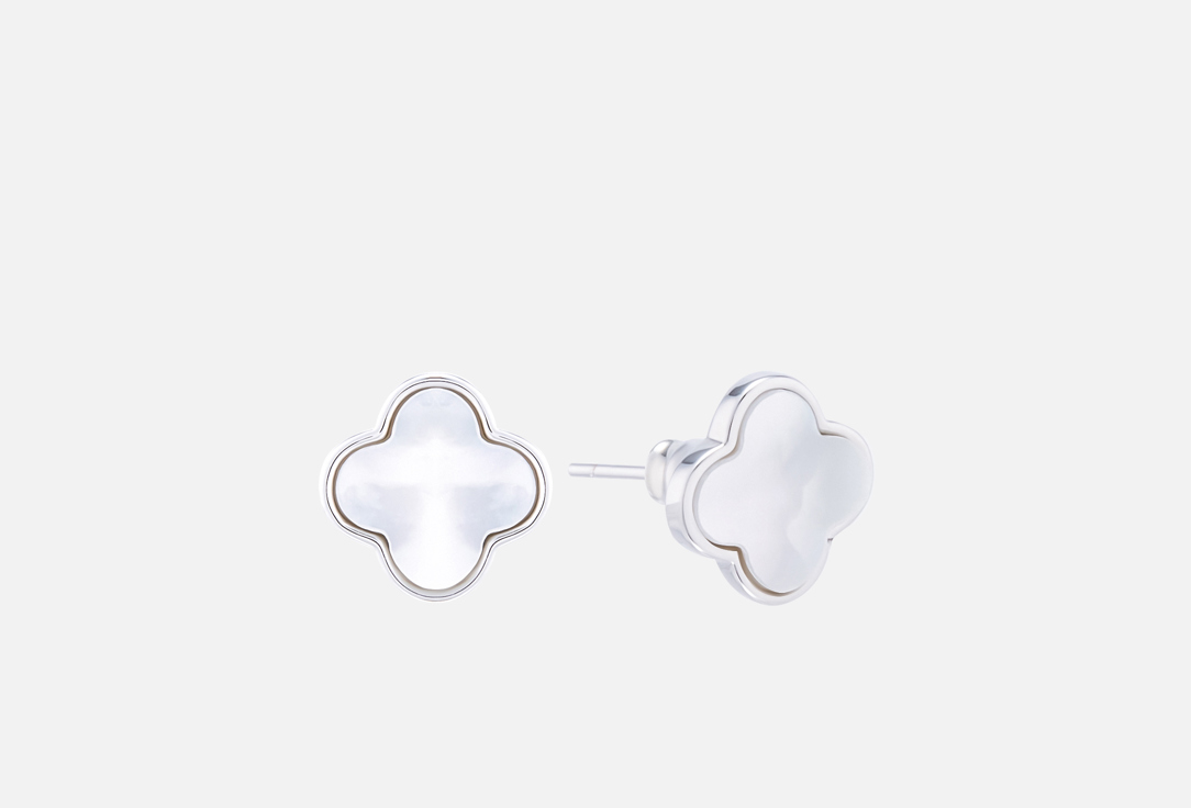 

Серьги ATTRIBUTE SHOP, Клевер с перламутром серебристые 2 шт
