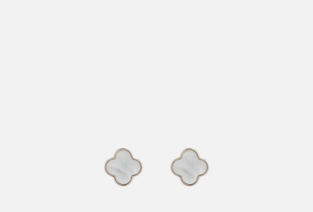 Изображение товара Серьги Attribute Shop Клевер с перламутром серебристые