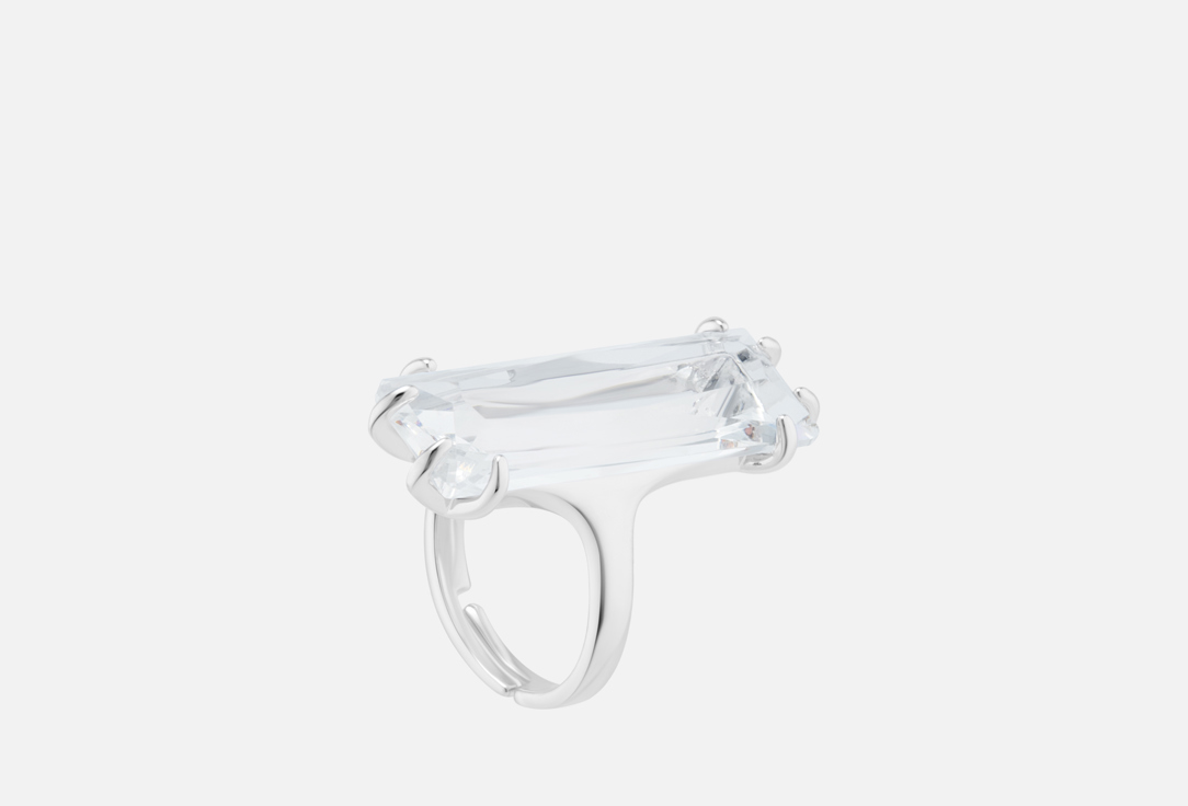 

Кольцо ATTRIBUTE SHOP, С прямоугольным узким кристаллом серебристое 1 шт