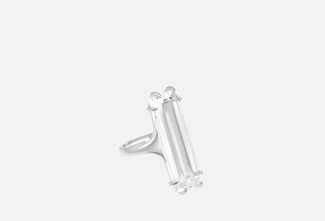 Кольцо ATTRIBUTE SHOP С прямоугольным узким кристаллом серебристое 1 шт кольцо attribute shop огибающая змея серебристое 16 18 5