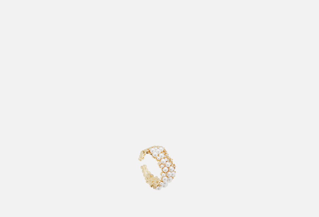 Кольцо ATTRIBUTE SHOP С бусинами и цирконами золотистое 1 шт цена и фото