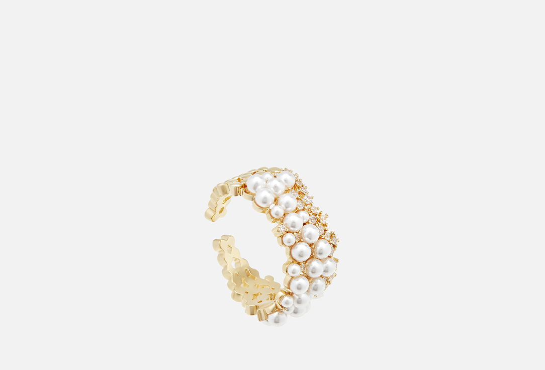Кольцо ATTRIBUTE SHOP С бусинами и цирконами золотистое 1 шт кольцо attribute shop с прямоугольным узким кристаллом золотистое 17 18 5 размер