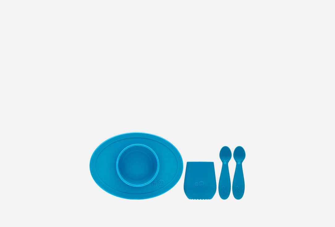 Набор детской посуды EZPZ First Food Set (blue) 4 шт набор посуды для малышей ezpz mini feeding set pewter 3 шт