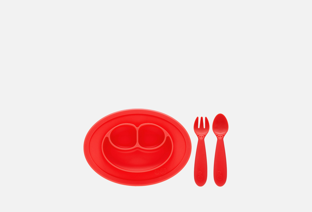 цена Набор посуды для малышей EZPZ Mini Feeding Set (coral) 3 шт
