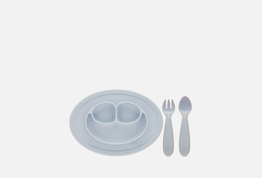 Набор посуды для малышей EZPZ Mini Feeding Set (pewter) 3 шт набор посуды plantoys 3617 серый бежевый