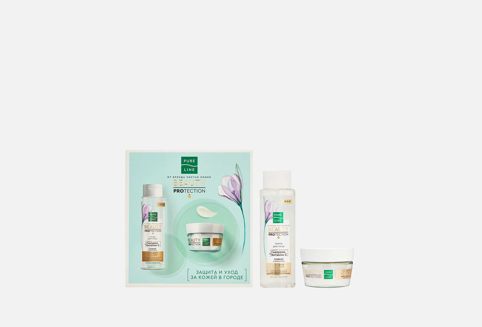 Чистая Линия ПОДАРОЧНЫЙ НАБОР: крем-флюид + тонер BEAUTY PROTECTION 1 ...