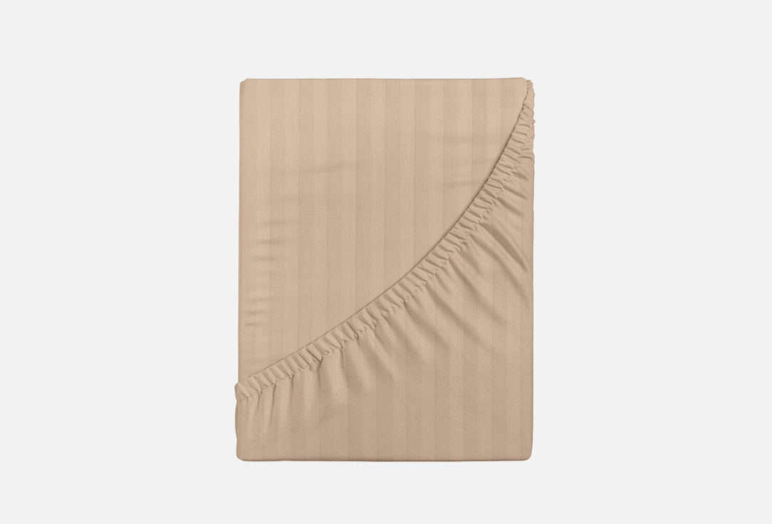 Изображение товара Простыня на резинке Verossa Stripe Bronze 140x200 см бежевый страйп сатин