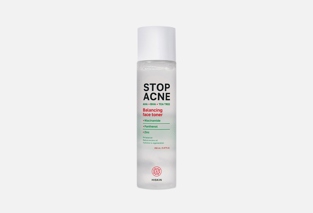 спот средство для лица hiskin stop acne очищающий гель для умывания aha bha tea tree Тонер для лица HISKIN AHA + BHA + TEA TREE STOP ACNE 150 мл
