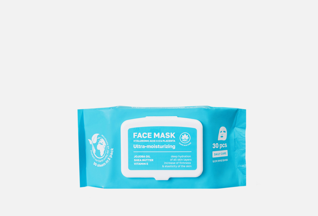 цена Тканевые маски для лица NAME SKIN CARE Ultra-moisturizing, hyaluronic acid & placenta 30 шт