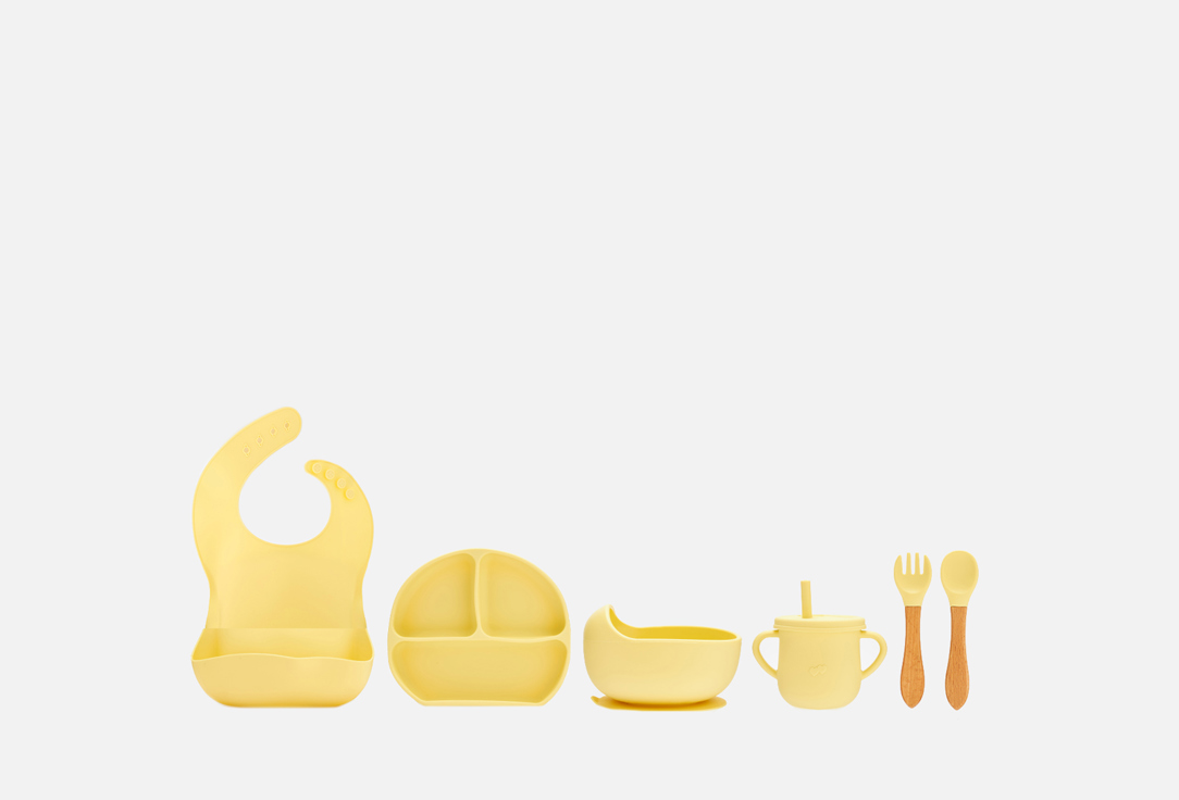 Набор посуды для кормления Play Kid 7 предметов Желтый