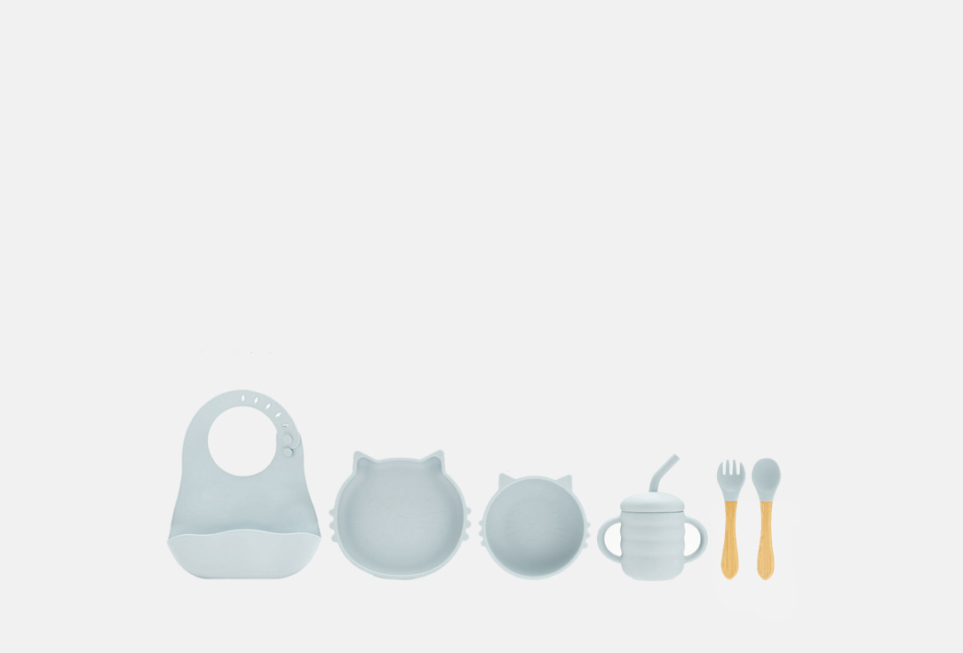 Набор посуды для кормления Play Kid 2 кота Серый