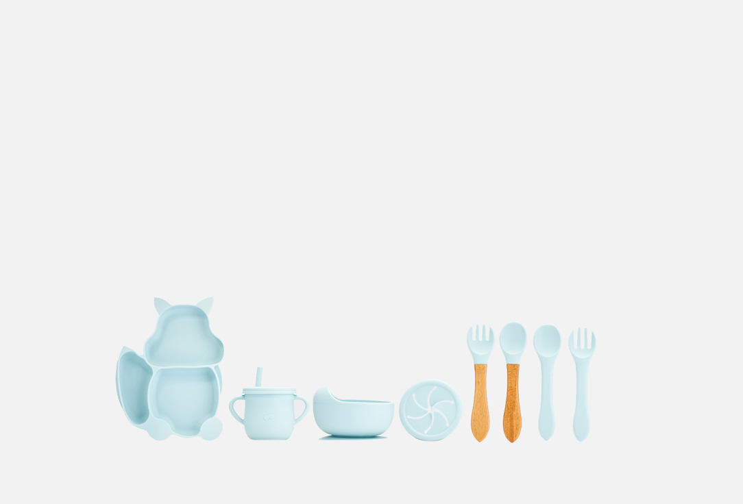 Набор посуды для кормления Play Kid 11 предметов голубой