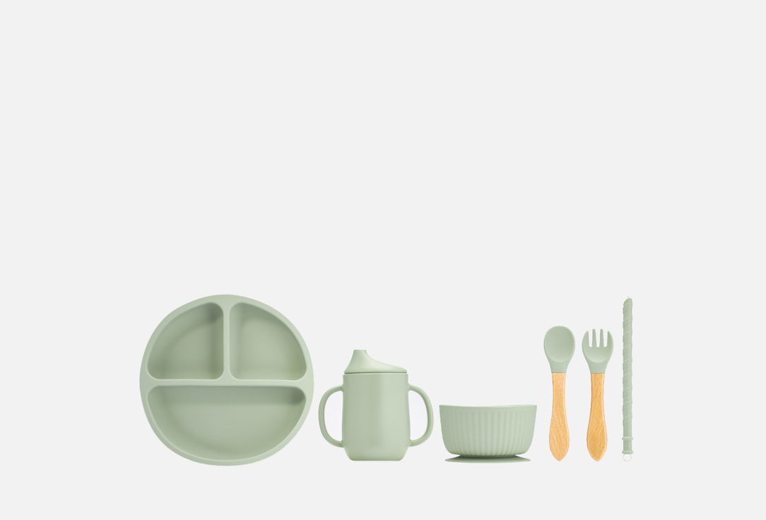 Набор посуды для кормления Play Kid 8 предметов зеленый