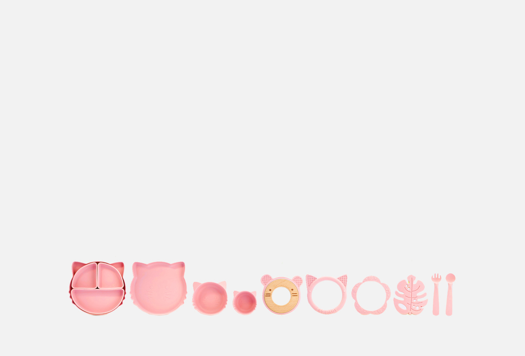 Набор посуды для кормления Play Kid Котики розовый
